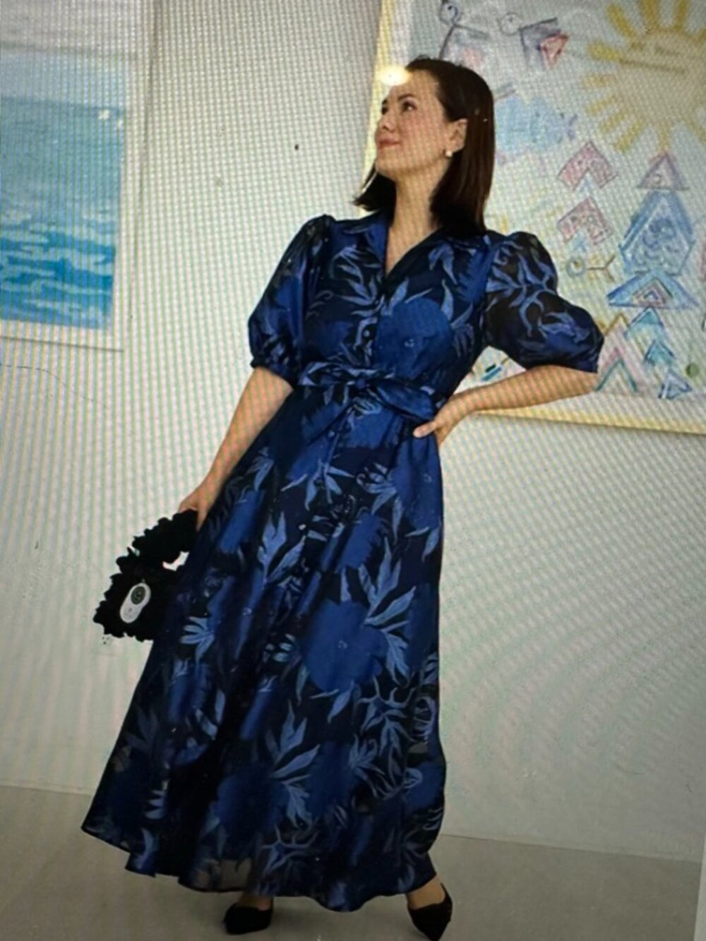 Abbey Glass Charlotte Gown Royal Blue Pansy Vine Organza Dress